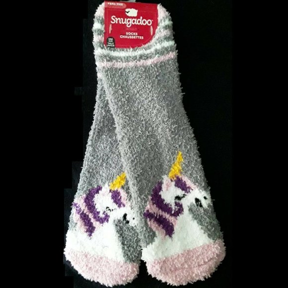 Accessories - *3/$15* Fun Fuzzy Gray/Pink Unicorn Slipper Socks